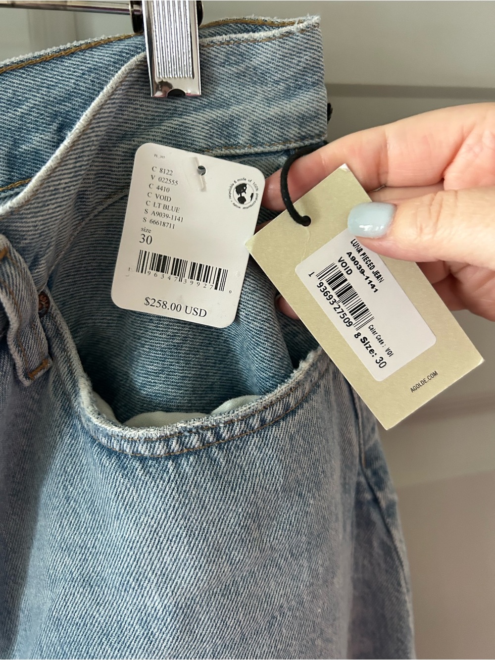 NWT Agolde Luna Pieced Barrel Jeans Void - Picture 4 of 5